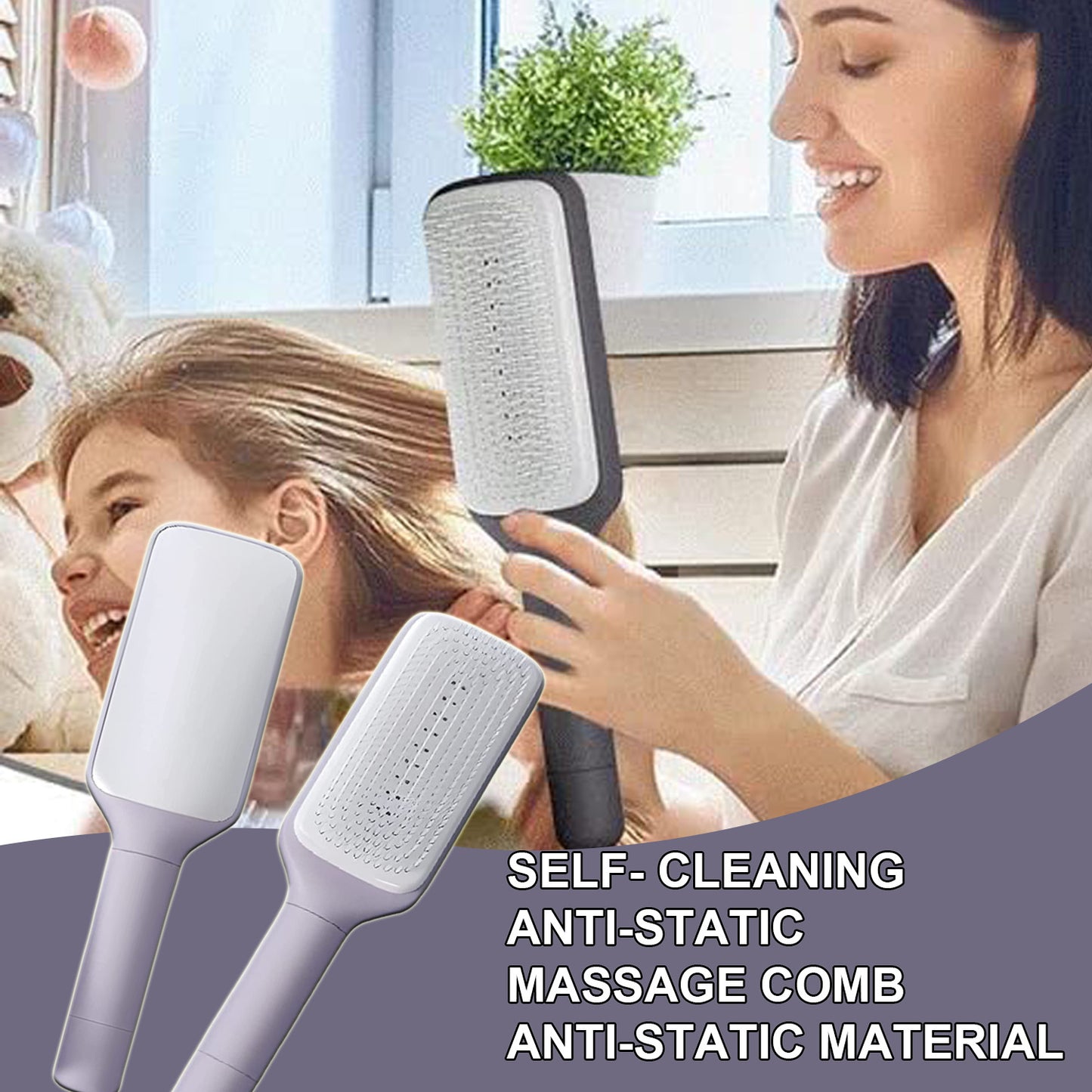 4 In 1New Self-Cleaning Anti-Static Massage Hair Brush